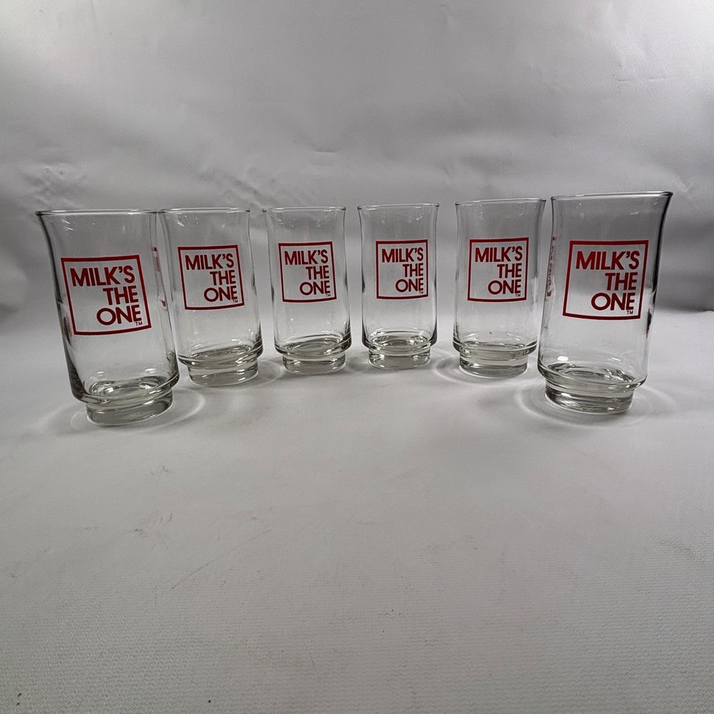 Vintage Milk's The One Promotional Glass Tumbler Set of 6 American Dairy Assn